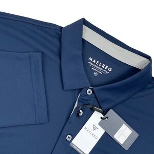 Maelreg Performance Polo Mens 3XL Navy Blue Long Sleeve Golf Shirt NWT Mesh
